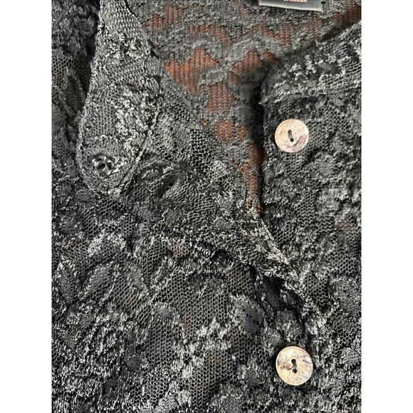 Francesca Rose Sheer Black Lace Cardigan Size Large Whimsigoth Feminine Buttons - Picture 6 of 7